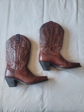 Laredo Womens Brown Leather Embroidered Western Boots